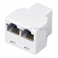 Двойник компьютерный UTP RJ-45(8P8C) (гнездо - 2 гнезда) REXANT (03-0103). Кабельный соединитель. Rexant