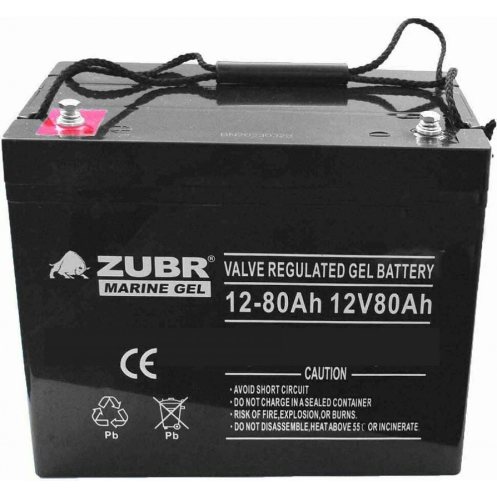 ZUBR MARINE GEL NPG 12-80 (12V, 80Ah). Аккумулятор герметичный свинцово-кислотный. ZUBR