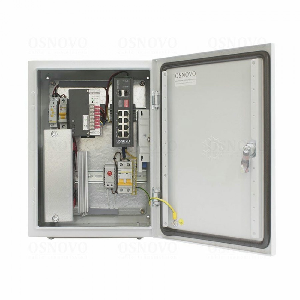 OS-34TB1(SW-80802/I(port 90W)). Уличная станция с термостабилизацией и резервным питанием. OSNOVO
