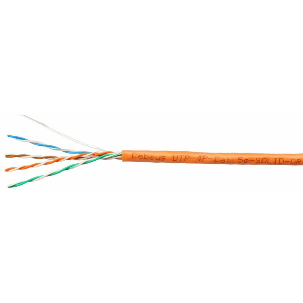 UTP-4P-Cat.5e-SOLID-LSZH-OR-LIGHT-100 (10993c-5). Кабель «витая пара» (LAN) для структурированных систем связи. CABEUS