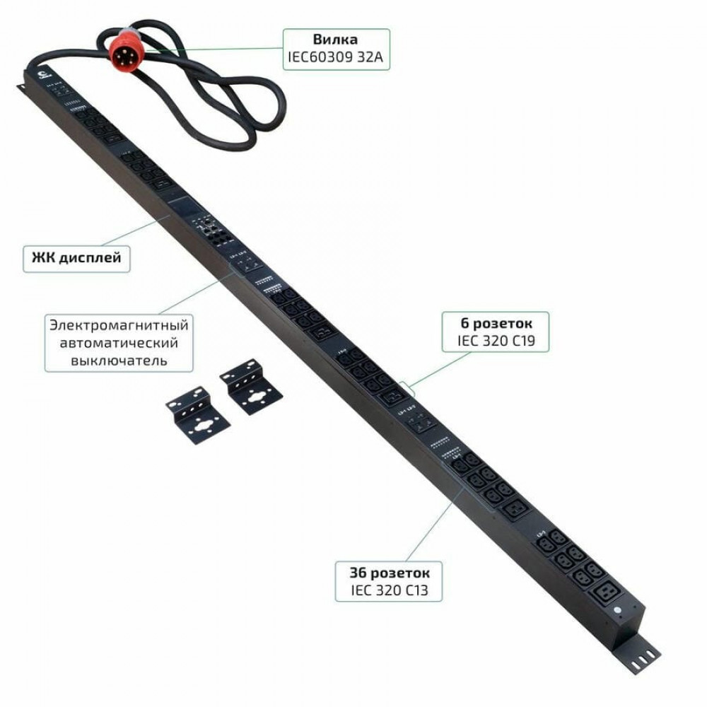 SMART-PDU-32-3P-36C13-6C19-I309-CM (12604c). Блок контроля и распределения питания. CABEUS