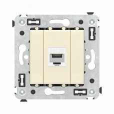 Розетка RJ-45 в стену, кат.5E, Avanti, одинарная, ванильная дымка (4405663). Розетка компьютерная. ДКС