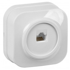 Розетка компьютерная 1-местная RJ45 кат.5E GLORY РК10-ХБ открытой установки белый (EKH10-K01). Розетка компьютерная. IEK