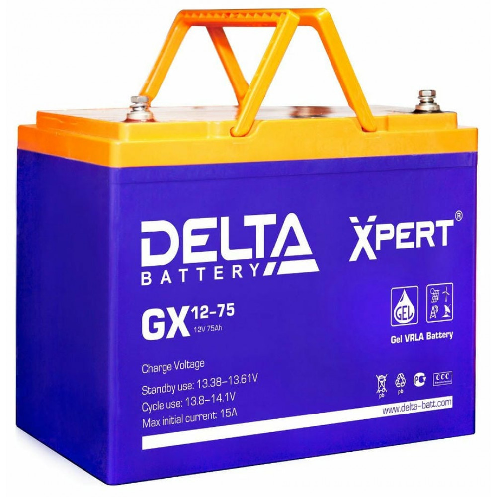 Delta GX 12-75. Аккумулятор герметичный свинцово-кислотный. Delta