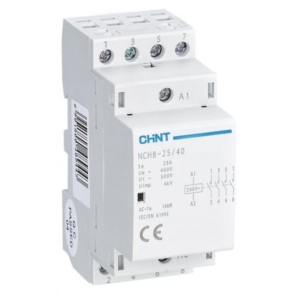 Контактор модульный NCH8-25/40 25А 4НО AC 220/230В 50Гц (R) CHINT (256089). Контактор модульный. CHINT