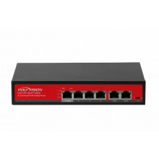 PND-04P-2M-BT1 (65W). Коммутатор неуправляемый 6-портовый с функцией PoE. Polyvision
