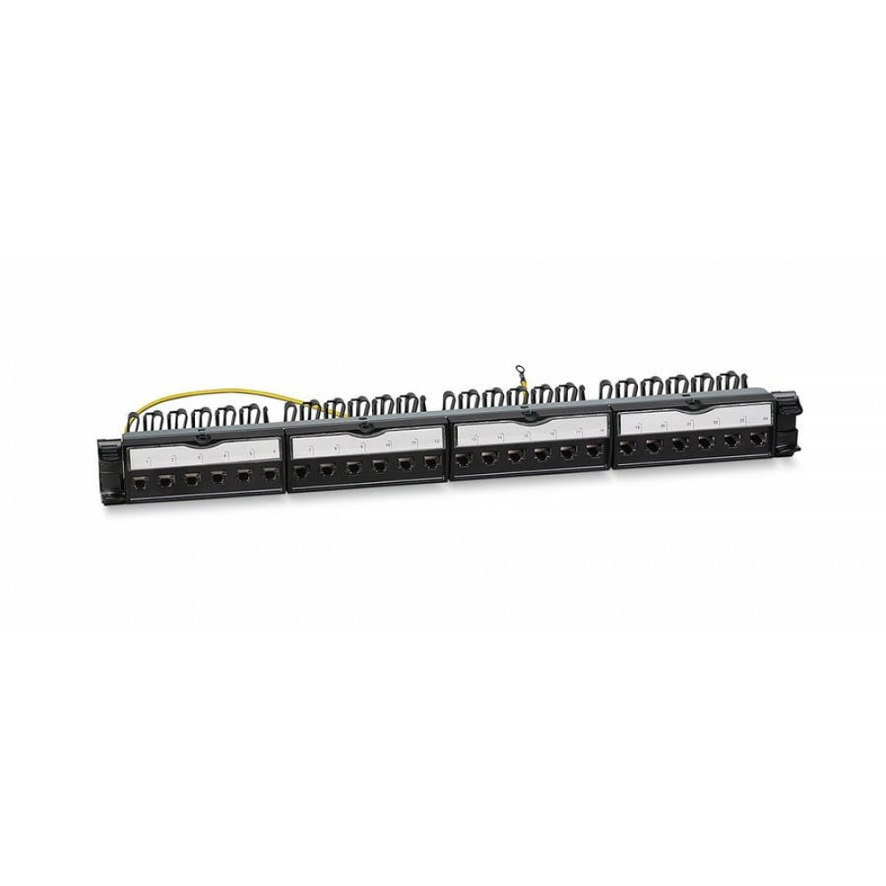PL-24-KJ-RJ45-Cat.6a-SH-180T (11834c). Патч-панель 19 (1U), 24 порта RJ-45, категория 6a, полностью экранированная. CABEUS