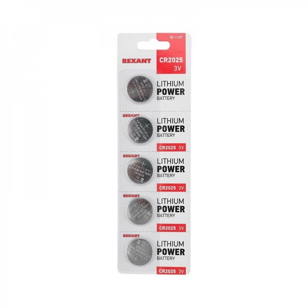 Литиевые батарейки CR2025 3 V 160 mAh (30-1107). Элемент питания. Rexant