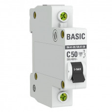 Автоматический выключатель 1P 50А (C) 4,5кА ВА 47-29 Basic (mcb4729-1-50C). Автоматический выключатель. EKF