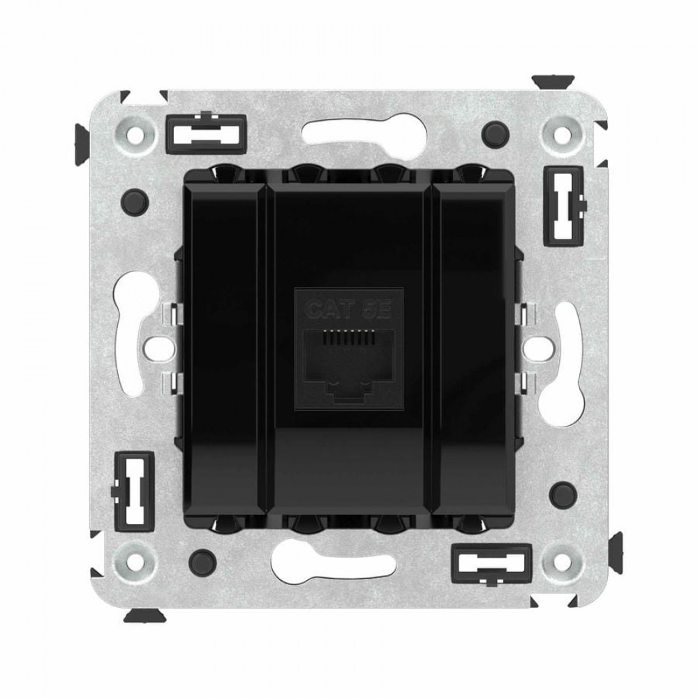 Розетка RJ-45 в стену, кат.5E, Avanti, одинарная, черный квадрат (4402663). Розетка компьютерная. ДКС