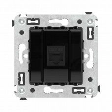 Розетка RJ-45 в стену, кат.5E, Avanti, одинарная, черный квадрат (4402663). Розетка компьютерная. ДКС