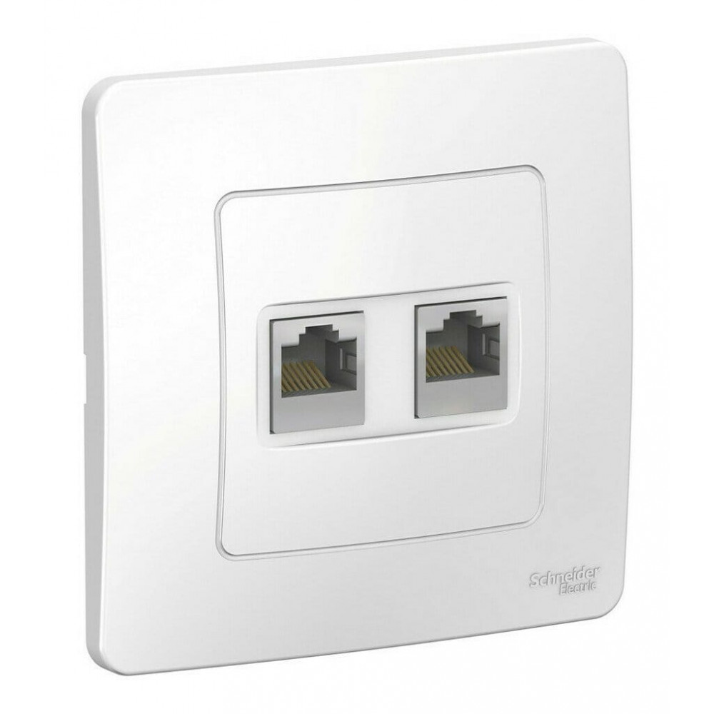 BLANCA розетка RJ45, 2-местная, кат. 5Е, скрытой установки, белый (BLNIS045451). Розетка компьютерная. Systeme Electric