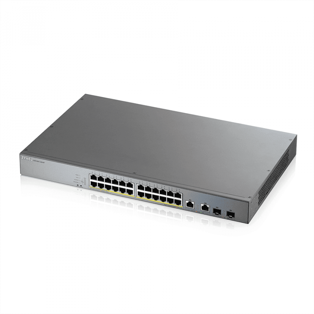 GS1350-26HP-EU0101F. L2 коммутатор PoE+ для IP-видеокамер rack 19. ZYXEL