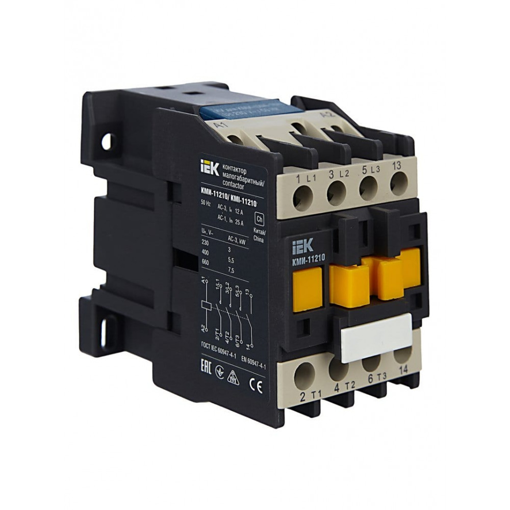 Контактор КМИ-11210 12А 230В/АС3 1NO (KKM11-012-230-10). Контактор. IEK