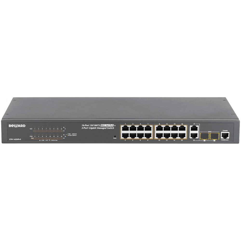 STW-1622HPv3. Коммутатор 16-портовый. Beward