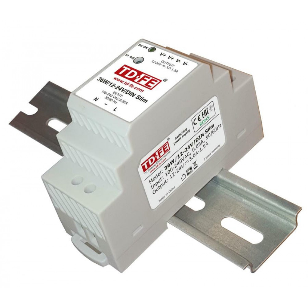 36W/12-24V/DIN Slim. Источник вторичного электропитания. FARADAY