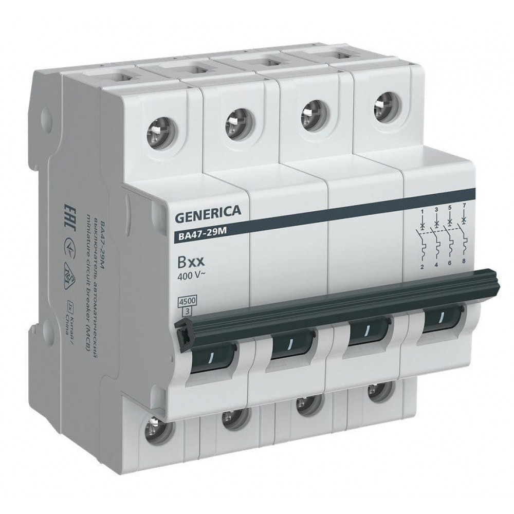 GENERICA ВА47-29М 4P 50А 4,5кА (MVA21-4-050-B-G). Автоматический выключатель. IEK