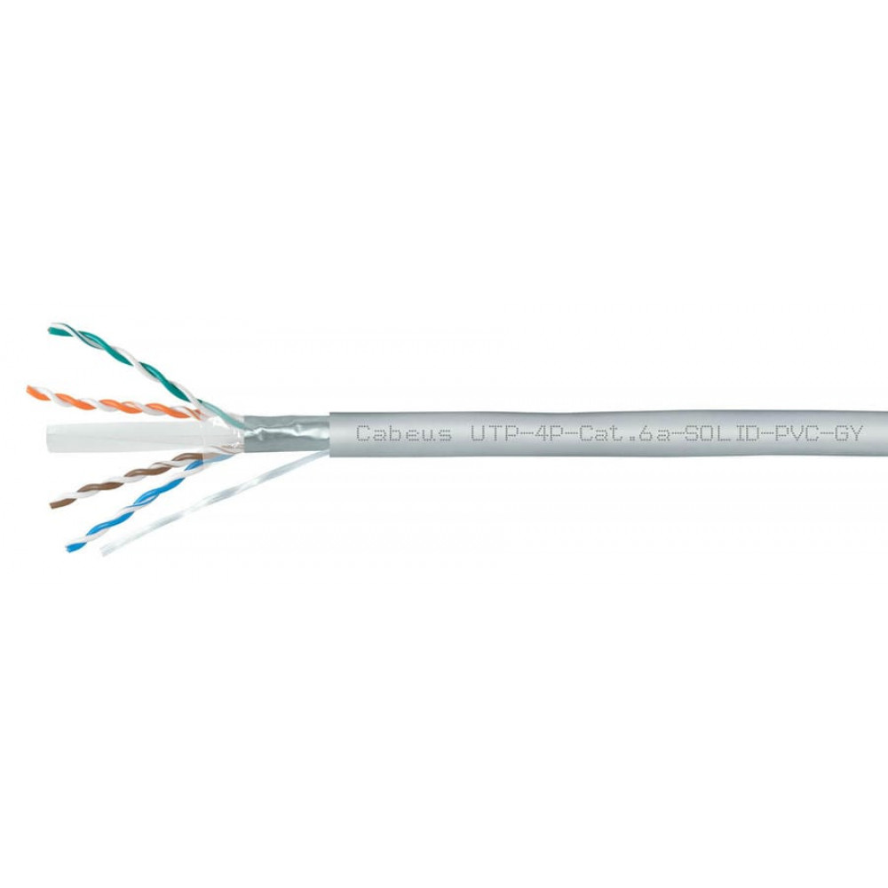 UTP-4P-Cat.6a-SOLID-PVC-GY (11373c). Кабель «витая пара» (LAN) для структурированных систем связи. CABEUS