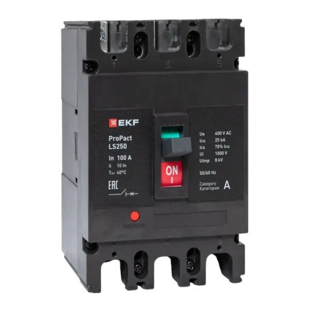 LS250 25кА 3P 100А ProPact (mccb-250-25-3-100-ls). Автоматический выключатель в литом корпусе. EKF