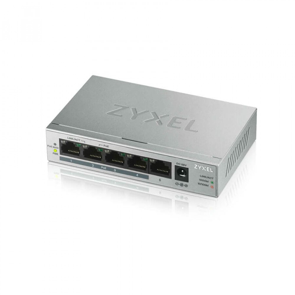 GS1005HP-EU0101F. Коммутатор сетевой PoE неуправляемый. ZYXEL