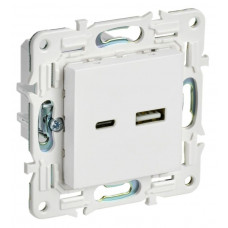SKANDY Розетка USB A+C 3,1А SK-R14W скрытой установки арктический белый (SK-U22-D31-K01). Розетка USB. IEK