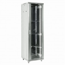 Напольный шкаф 19 18U 600х600х987, дверь сплошное стекло, серый, RAL 7035 REXANT (04-1866-211). Шкаф телекоммуникационный 19 напольный 18U. Rexant