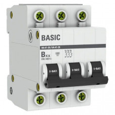 3P 16А (B) 4,5кА ВА 47-29 Basic (mcb4729-3-16-B). Автоматический выключатель. EKF