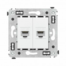 Розетка RJ-45 в стену, кат.5E, Avanti, двойная, белое облако (4400664). Розетка компьютерная. ДКС