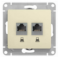 Glossa розетка RJ11+RJ45, 2-местная, кат. 5Е, скрытой установки, механизм, бежевый (GSL000285). Розетка компьютерная + телефонная. Systeme Electric
