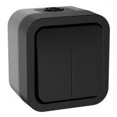 TORS Выключатель 2-клавишный TS105 открытой установки 10А IP55 графит (TS-V20-0-10-55-K53). Выключатель двухклавишный серии TORS. IEK
