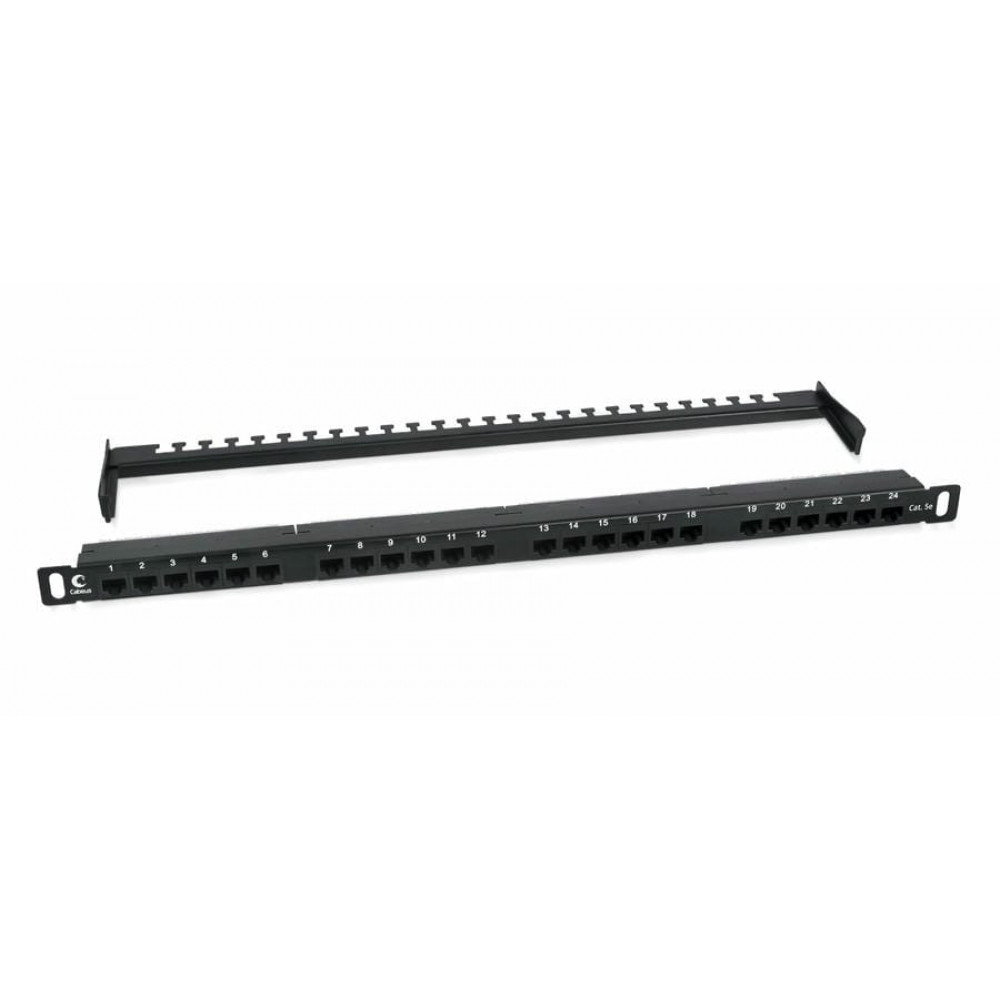 PLHD-24-Cat.5e-Dual-180-0,5U (9663c). Патч-панель 19. CABEUS