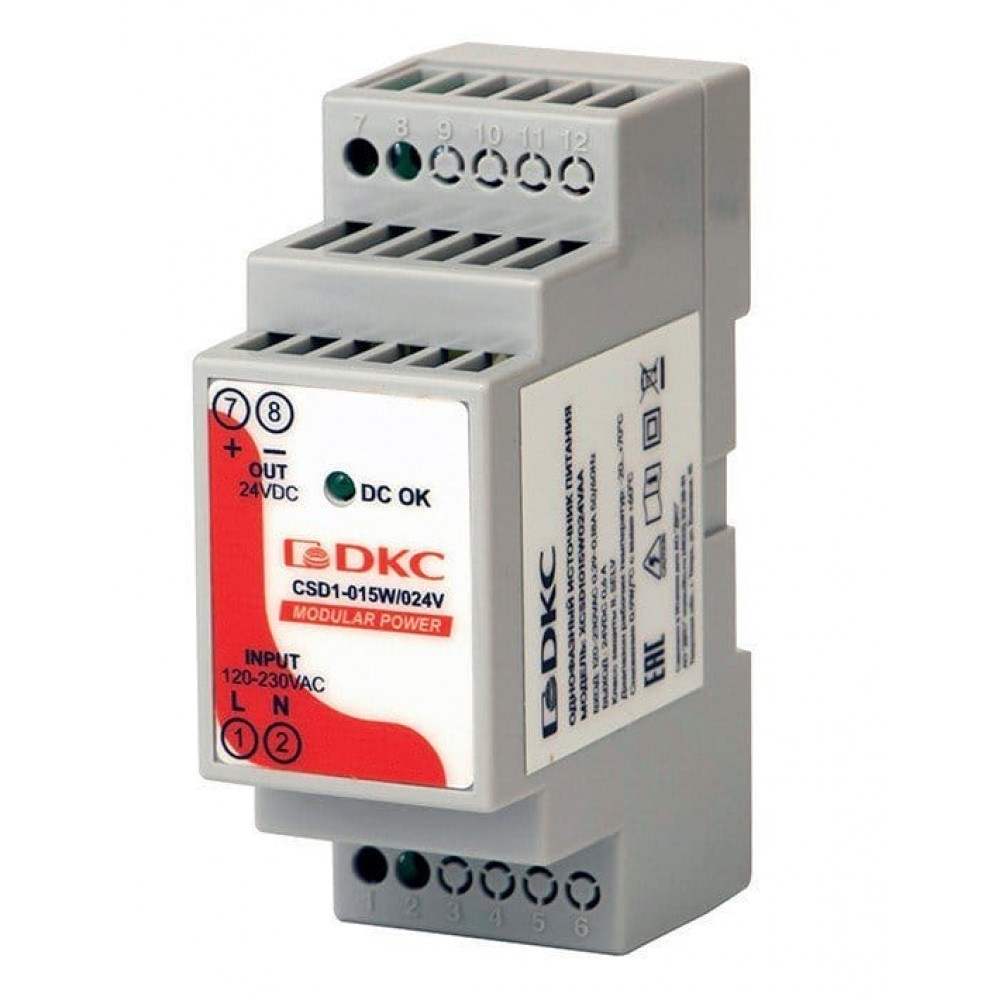 Источник питания однофазный, 15Вт, 1.2А, 12В (XCSD1015W012VAA). Источник питания MODULAR POWER однофазный. ДКС