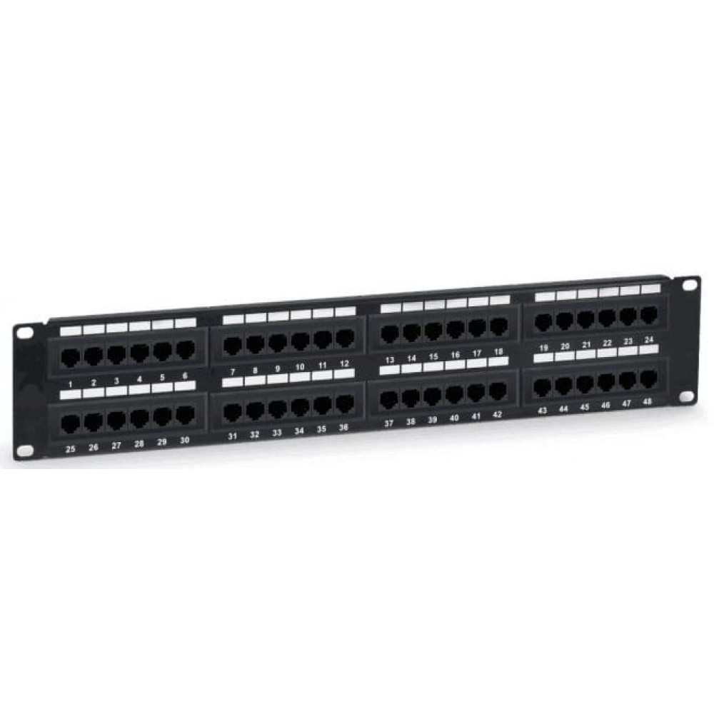 PP-2U-48P-5e (201-002). Патч-панель 19 (2U) 48 портов RJ-45 кат.5е. ПожТехКабель