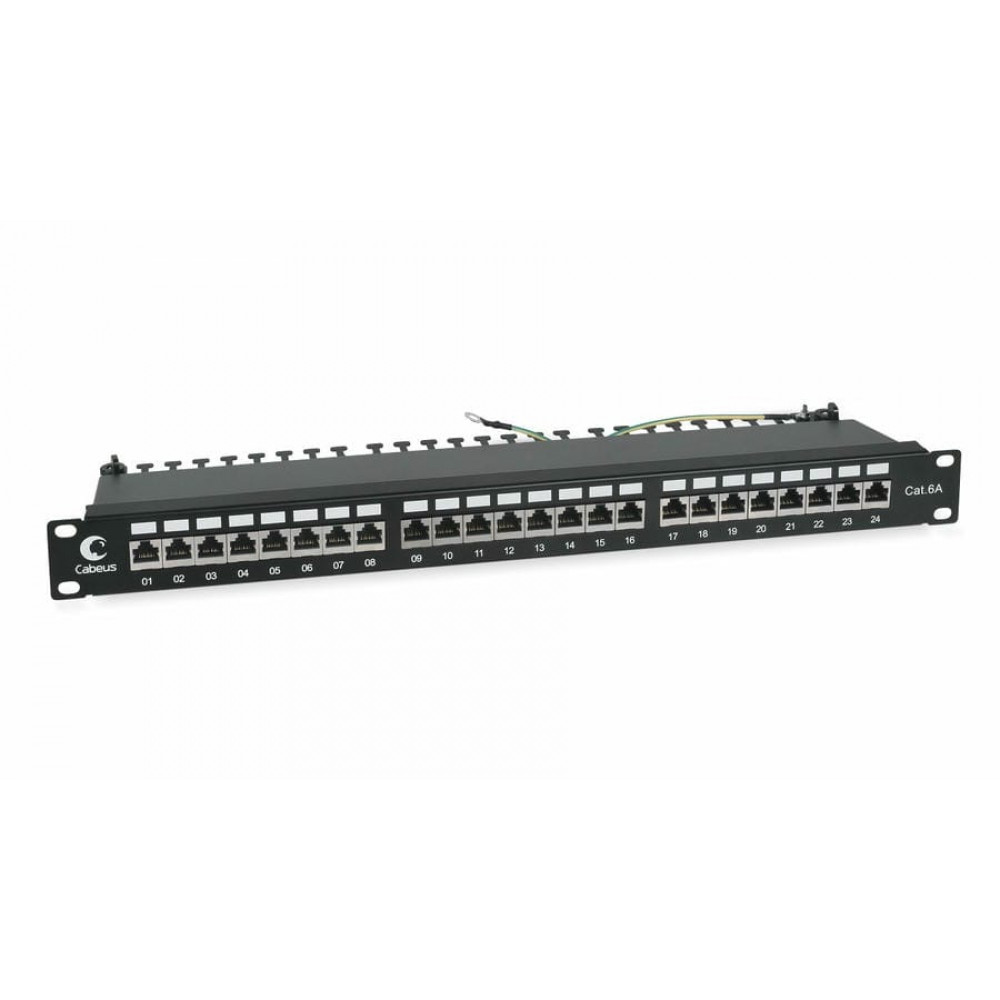 PL-24-Cat.6a-SH-Dual (7653c). Патч-панель 19. CABEUS
