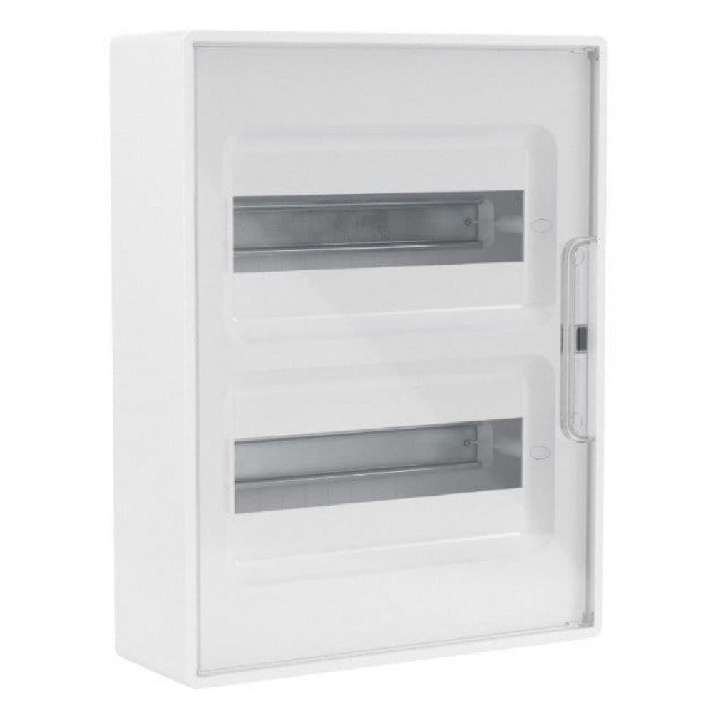 Щиток настенный с дверцей 24 модуля белый FRAME с 4 шинами PEN (F24W1WT). Щиток настенный. ДКС