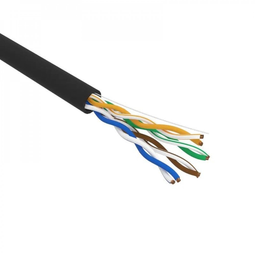 U/UTP, CAT 5e, PE, 4х2х0,52 мм, 24AWG, OUTDOOR, SOLID, черный, РФ REXANT (02-0006-R). Кабель «витая пара» (LAN) для структурированных систем связи. Rexant