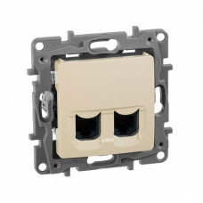 ETIKA розетка компьютерная 2-местная RJ45, 5E UTP, скрытой установки, слоновая кость (672355). Розетка компьютерная. IEK