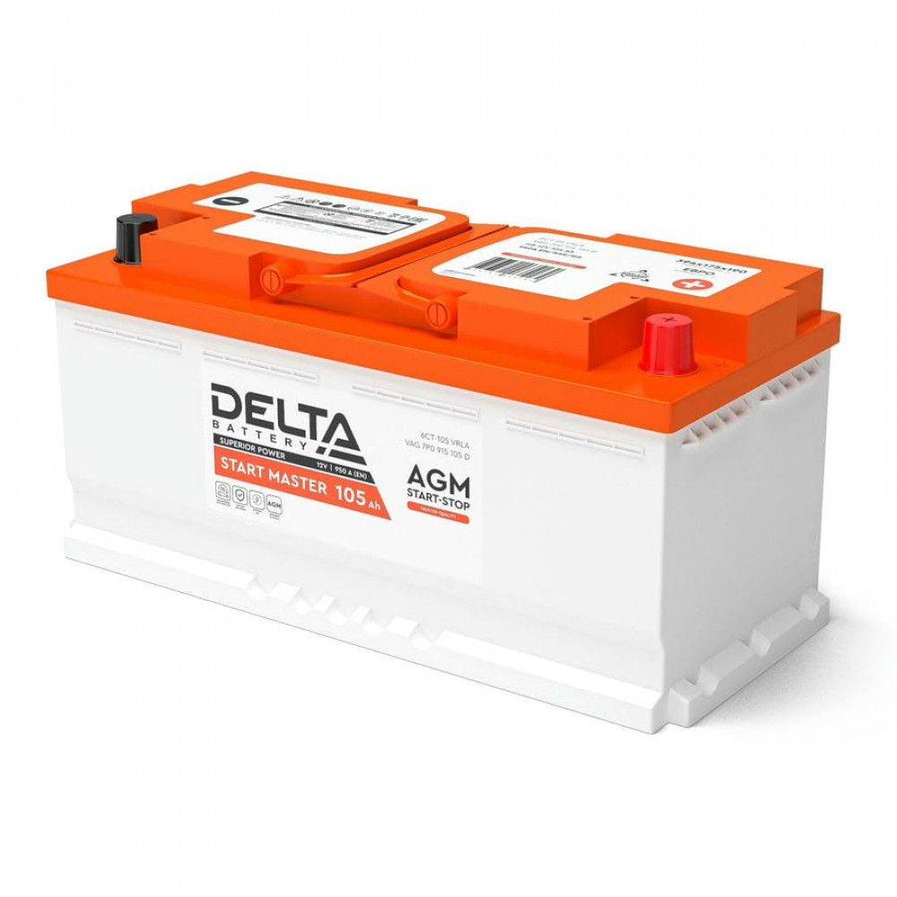 DELTA START MASTER 105 Ah AGM. Аккумулятор автомобильный герметичный свинцово-кислотный. Delta