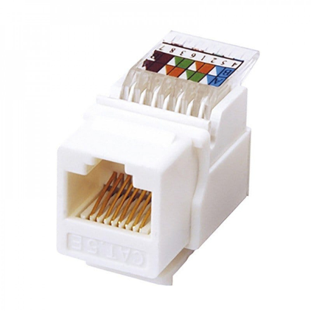 Модуль Keystone Jack RJ-45(8P8C), UTP, CAT 5e, тип 180 градусов, самозажимной, белый REXANT (03-1012). Модуль Keystone Jack. Rexant