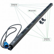 SMART-PDU-32-1P-18C13-6C19-I309-CM (12602c). Блок контроля и распределения питания. CABEUS