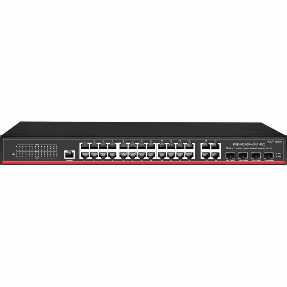 PND-M24GP-4G4F(400). Коммутатор управляемый оптический 28 портовый. Polyvision