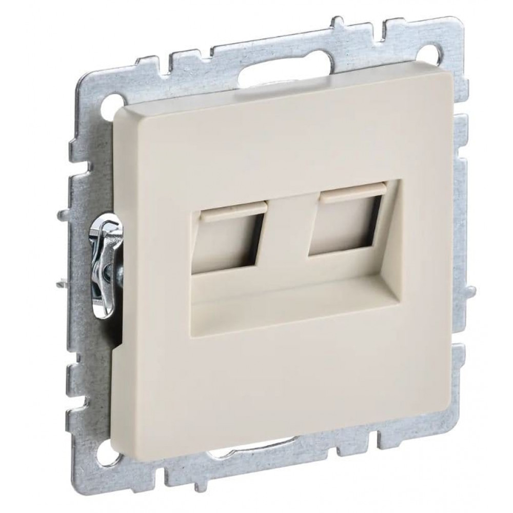 Розетка 2-местная RJ11+RJ45 BRITE РК/Т12-БрКр кат.5E бежевый (BR-KT20-O-1-K10). Розетка. IEK