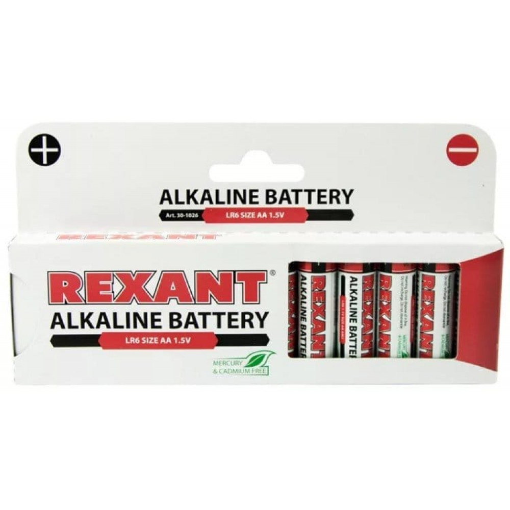 Алкалиновая батарейка AA/LR6 1,5 V 12 шт. REXANT (30-1026). Элемент питания. Rexant