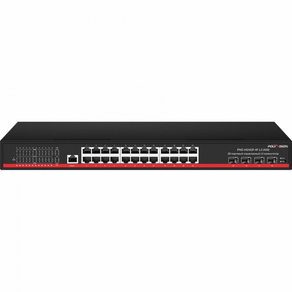PND-M24GP-4F-L3(400). Коммутатор управляемый оптический 28 портовый. Polyvision