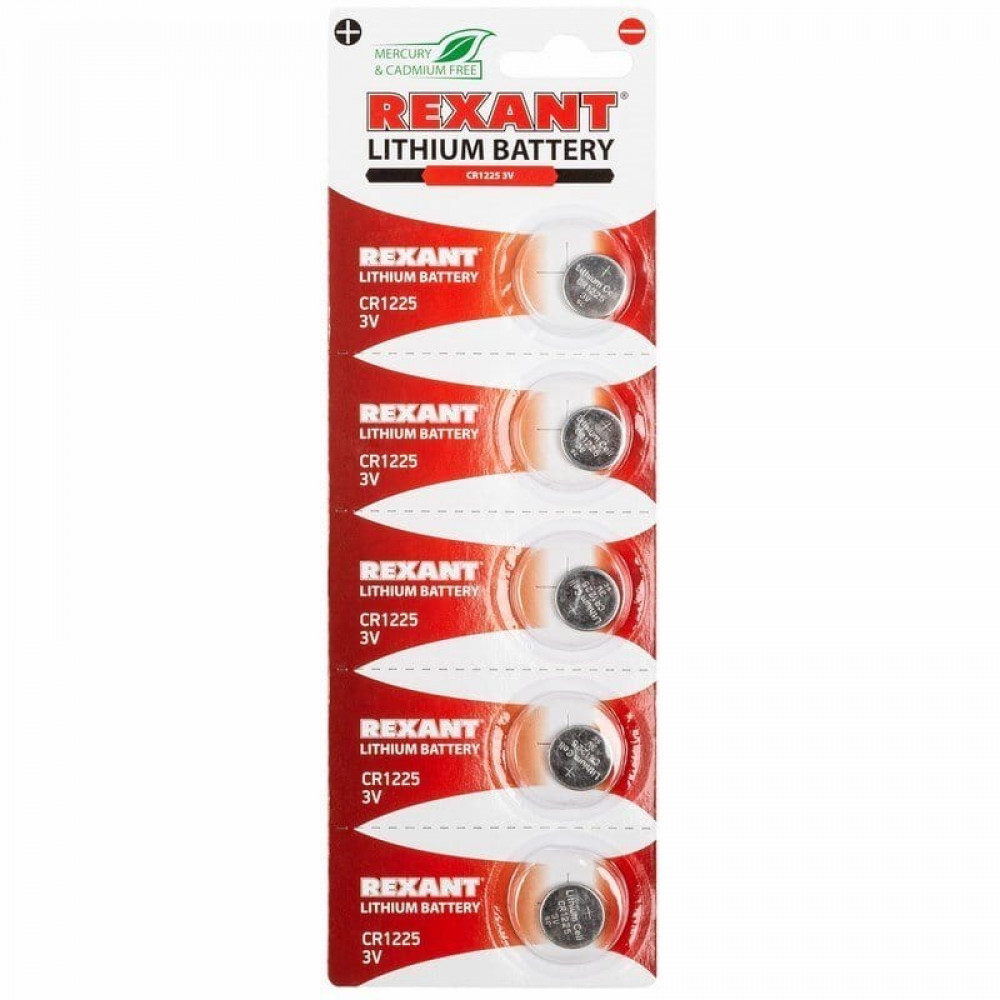 Литиевые батарейки CR1225 3 V 48 mAh (30-1103). Элемент питания. Rexant