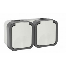 TORS Розетка 2-местная горизонтальная TS222 открытой установки 16А IP55 серо-белый (TS-R26-16-55-G-K41). Розетка 2-местная горизонтальна серии TORS. IEK