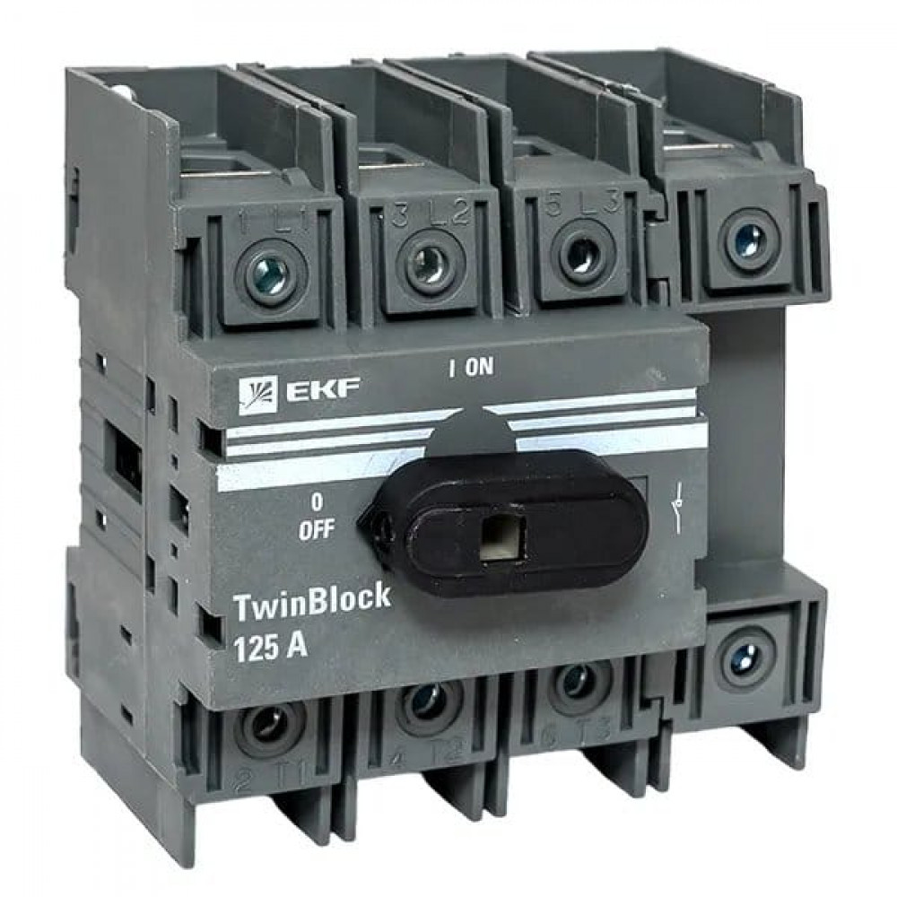 Рубильник 125A 4P с рукояткой управления для прямой установки TwinBlock (tb-125-4p-f). Рубильник. EKF
