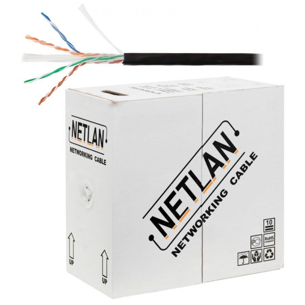 U/UTP 4pair, Cat6, Solid, Out, PE (EC-UU004-6-PE-BK). Кабель «витая пара» (LAN) для структурированных систем связи. NETLAN