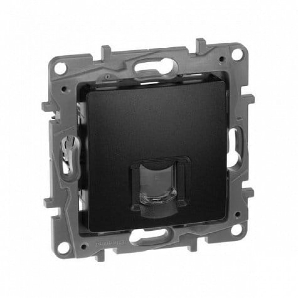 ETIKA розетка компьютерная RJ45, 6E UTP, скрытой установки, антрацит (672653). Розетка компьютерная. IEK