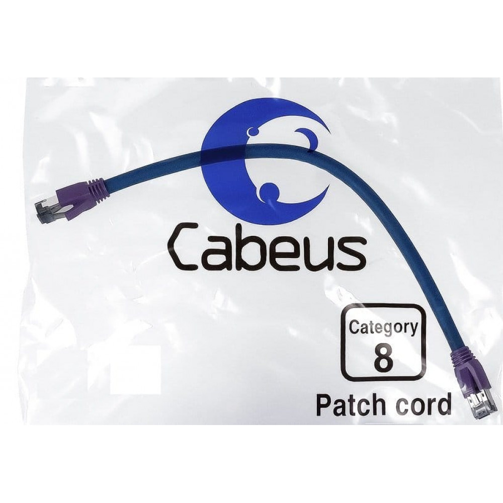 PC-SSTP-RJ45-Cat.8-0.3m-LSZH (9699c), серый. Патч-корд медный. CABEUS